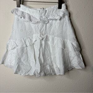 MAJORELLE  Mini Skirt in White Eyelet , Size XS